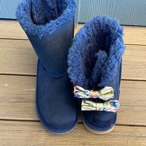 UGG Dark Blue Boots with Multicolor Bow